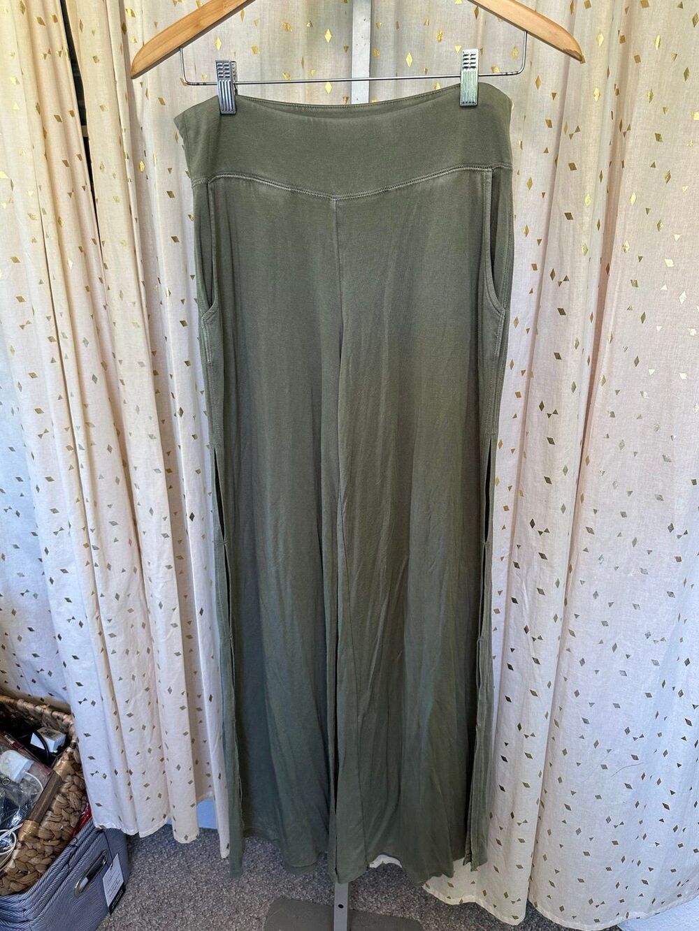 Aerie Wide Ban Segmented Stitched Open Side Slits Palazzo Lounge Sleep Pants XS
